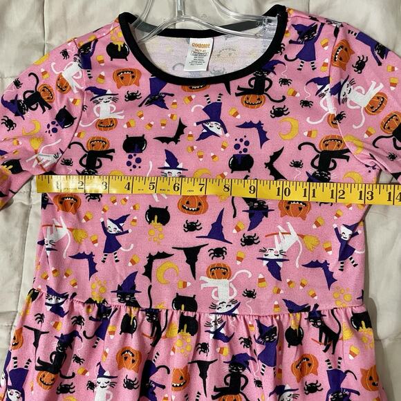 Gymboree Nightgown Girl Medium 7-8 Pink Black Cat Halloween Pajamas PJs Fall - Picture 5 of 7